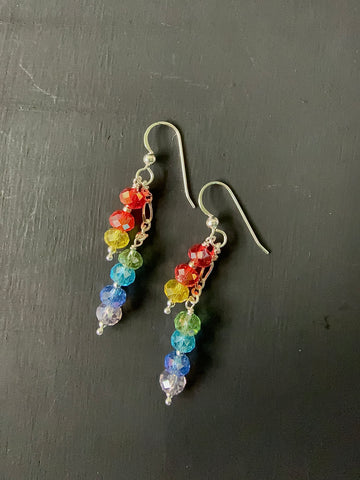 Rainbow dangle earrings (larger beads)