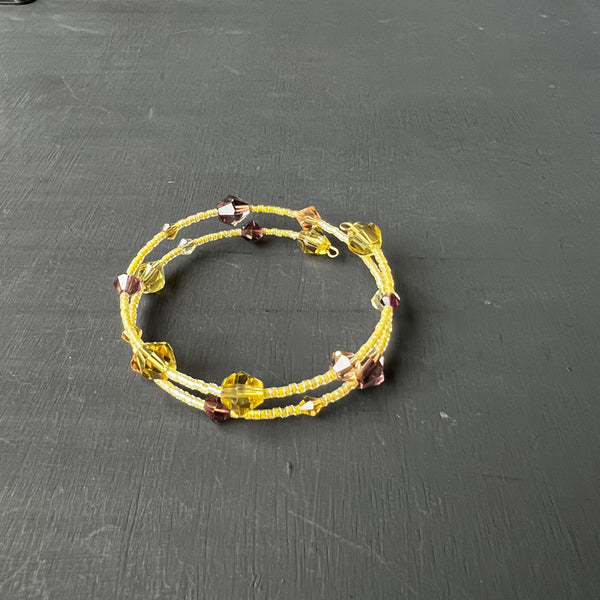 Golden & burgundy memory wire bracelet 1