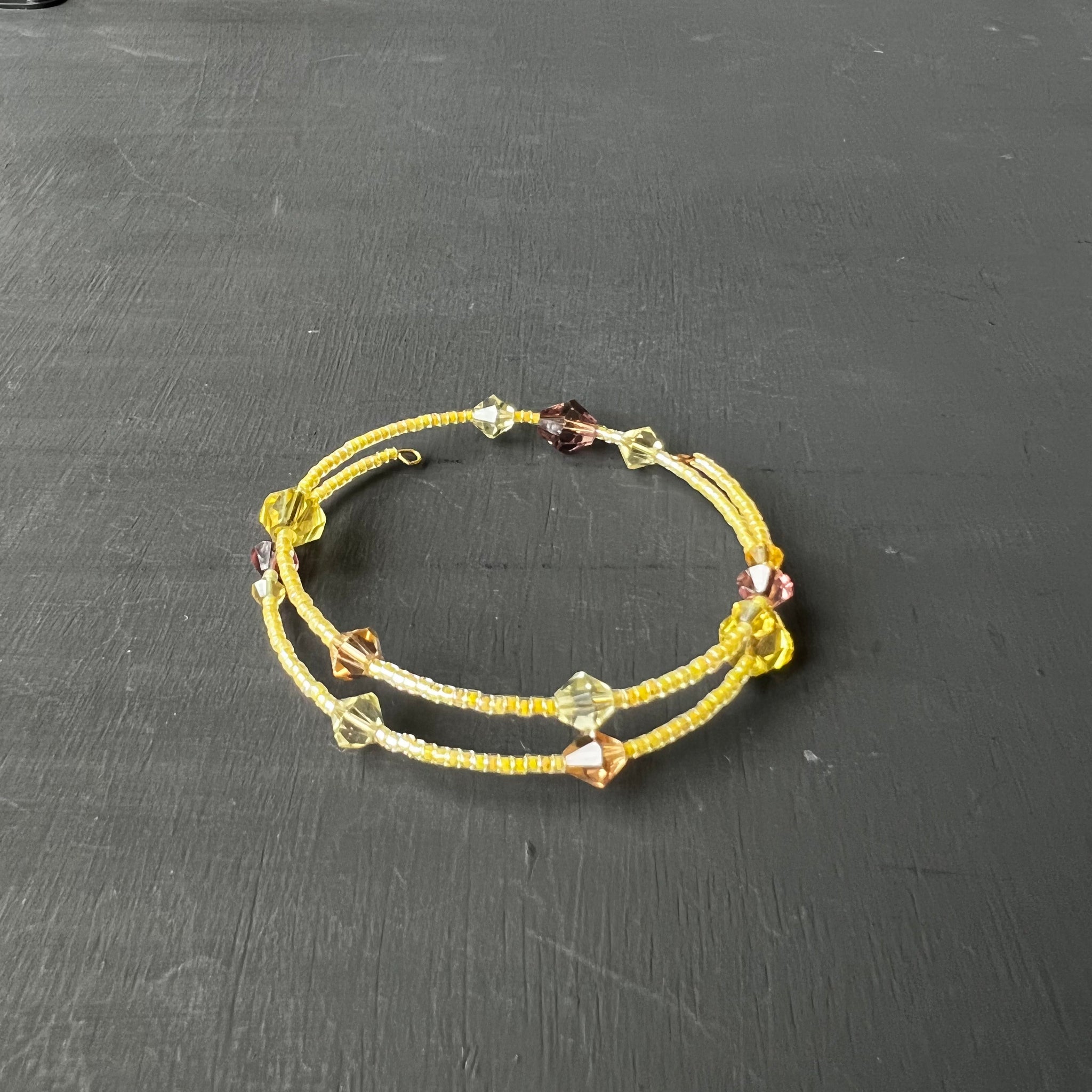 Golden & burgundy memory wire bracelet 2