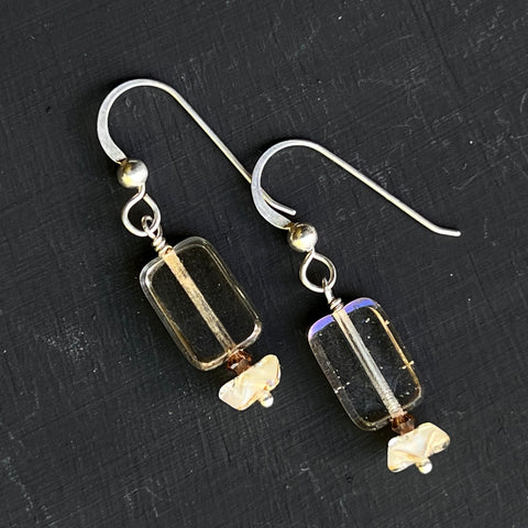 Pale Yellow tablet earrings