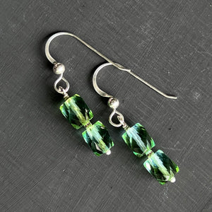 Light Green Faceted Rectangle earrings