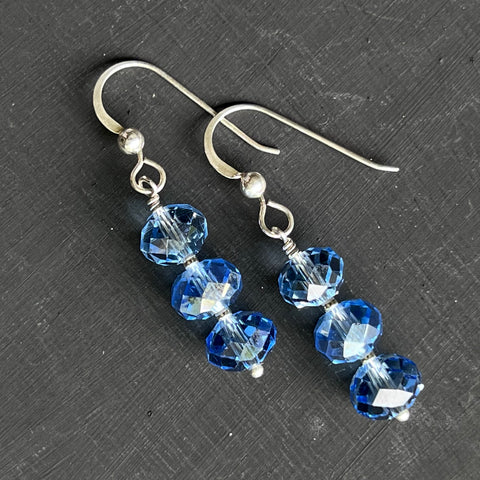 Clear light blue rondelle earrings