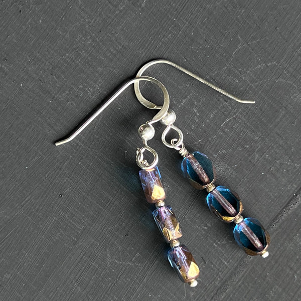 Blue with bronze edges earrings