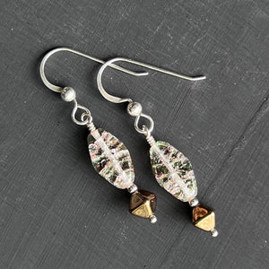 Bronze- and gold-tone glass earrings