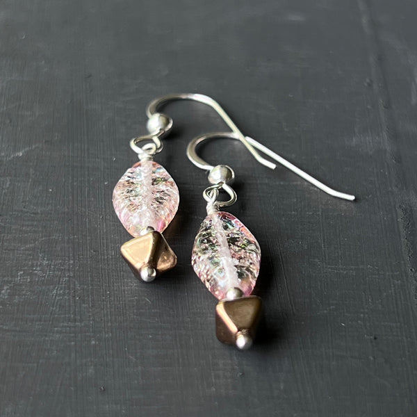 Bronze- and gold-tone glass earrings