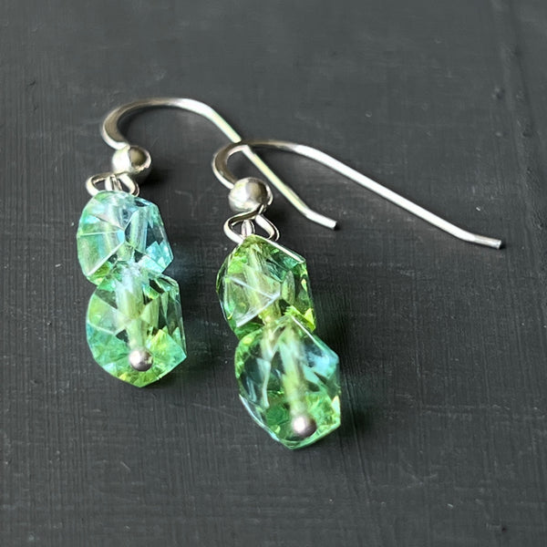 Light Green Faceted Rectangle earrings