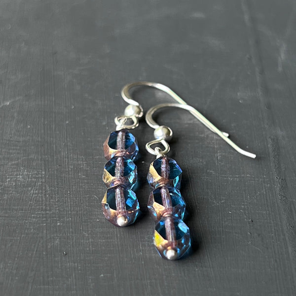 Blue with bronze edges earrings