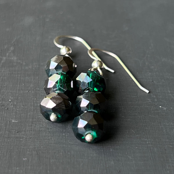 Deep green with black rondelle earrings