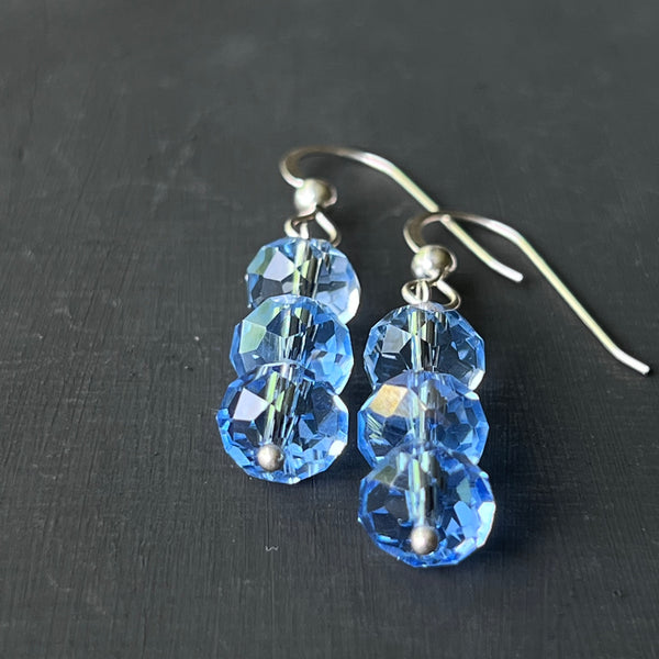 Clear light blue rondelle earrings