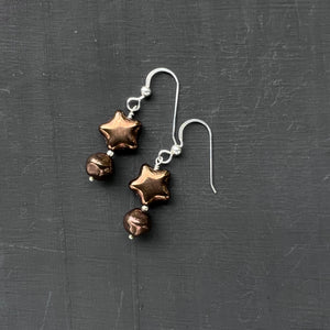Bronze-tone star earrings