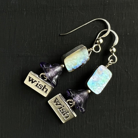 Paua shell and glass flower earrings