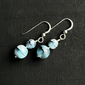 Blue glass with black accents earrings