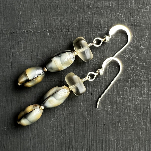 Grey glass earrings