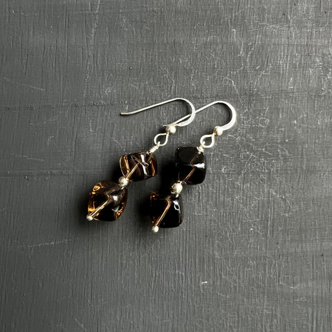 Smokey Quartz cube earrings