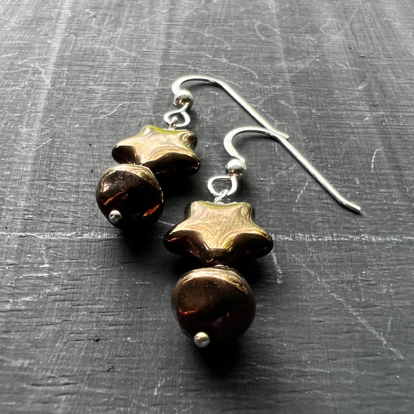 Bronze-tone star earrings