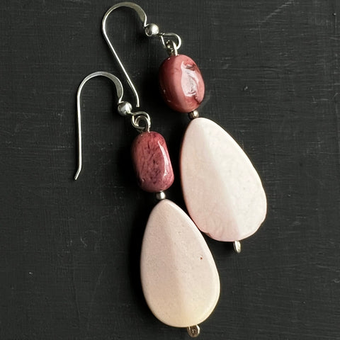 Pink mookaite earrings