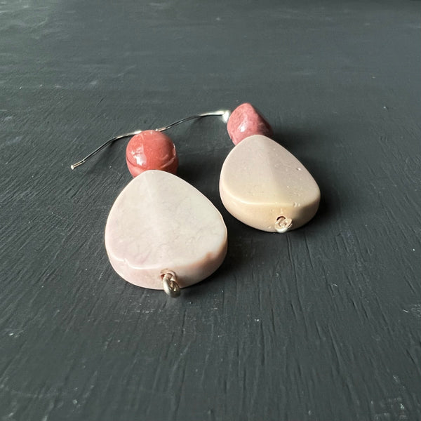 Pink mookaite earrings