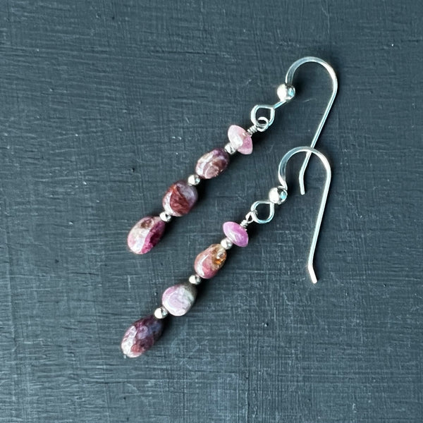 Small dark pink Tourmaline earrings
