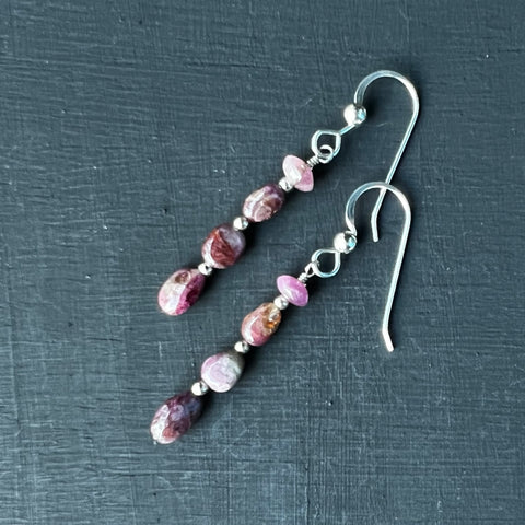 Small dark pink Tourmaline earrings