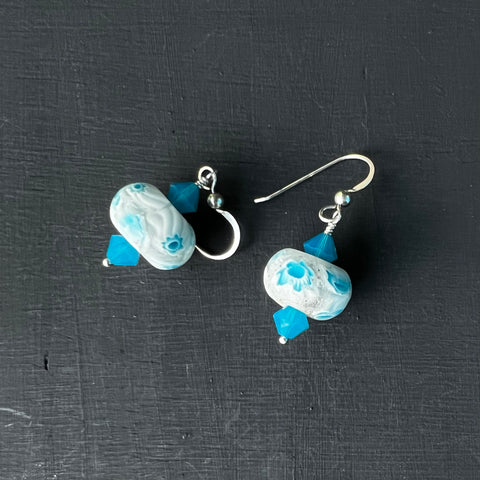 Lampwork glass and crystal earrings #1