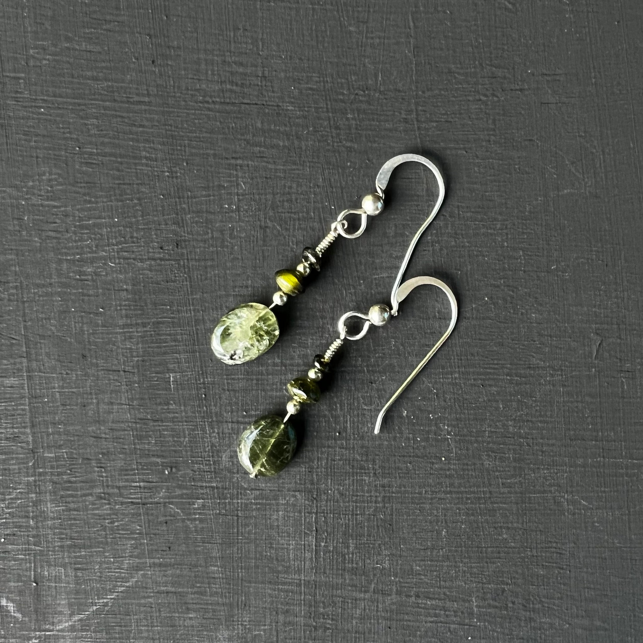 Small dark green Tourmaline earrings