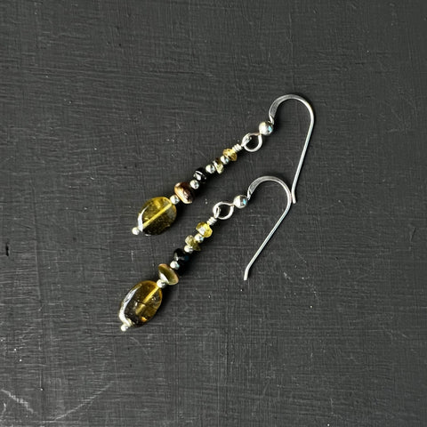Small olive green Tourmaline earrings