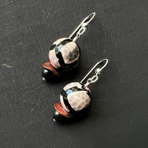 Pink & Black stone earrings