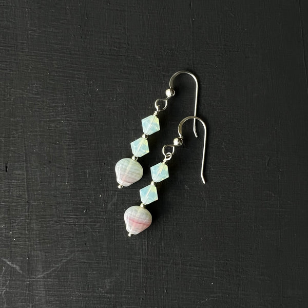 Pale green crystal and glass earrings