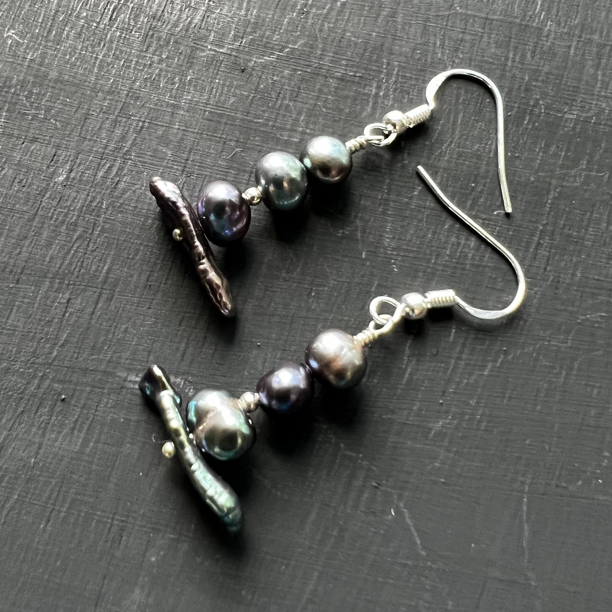 Stacked pearl earrings