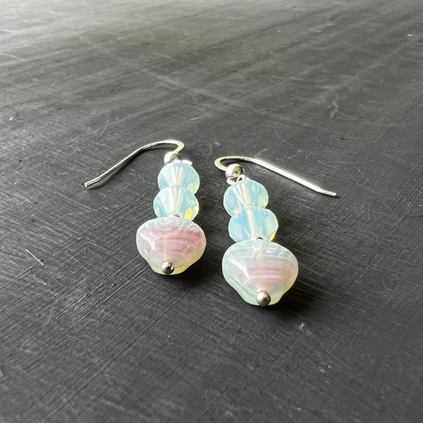 Pale green crystal and glass earrings