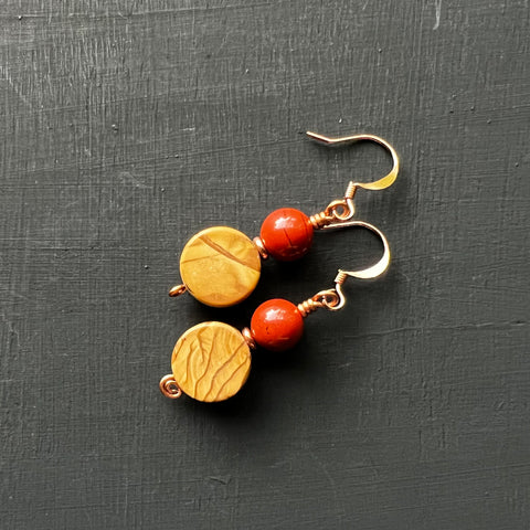 Jasper on copper earrings