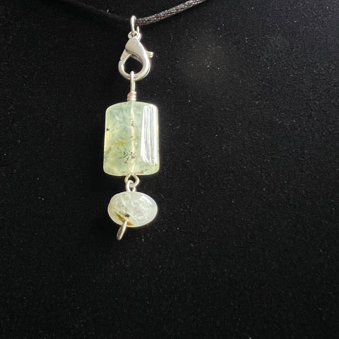 Puffed rectangle Prehnite pendant