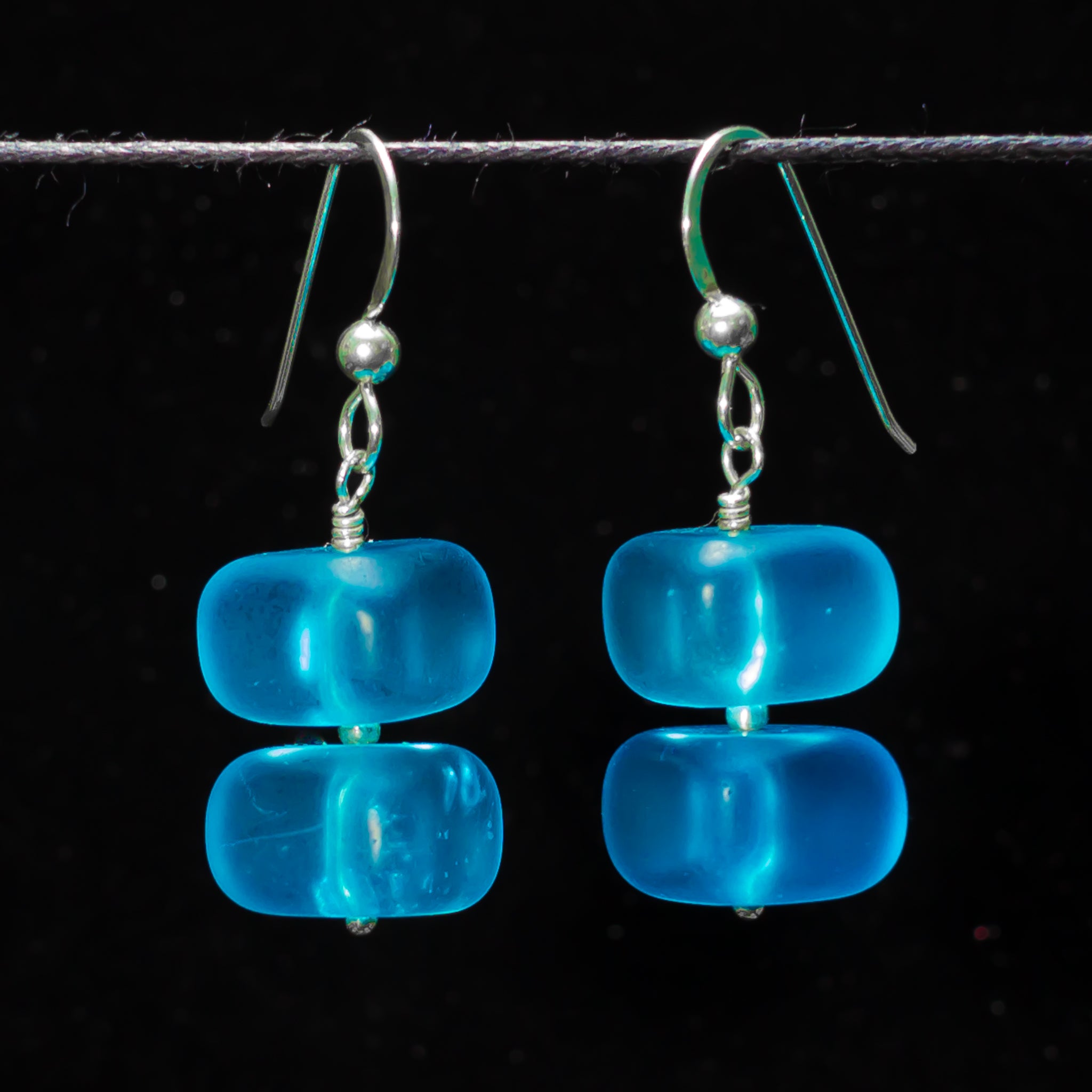Blue Frosted glass earrings