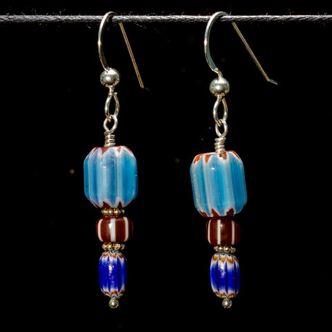 Chevron glass bead earrings