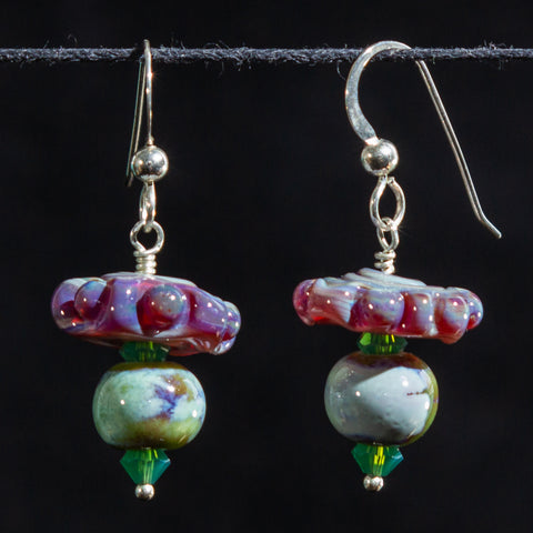 Lampwork glass disc earrings