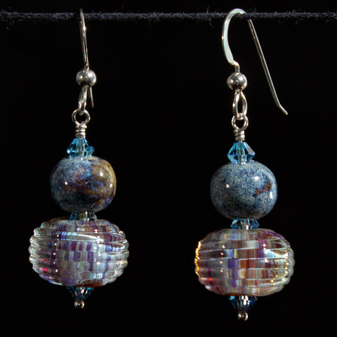 Purple Lampwork glass earrings