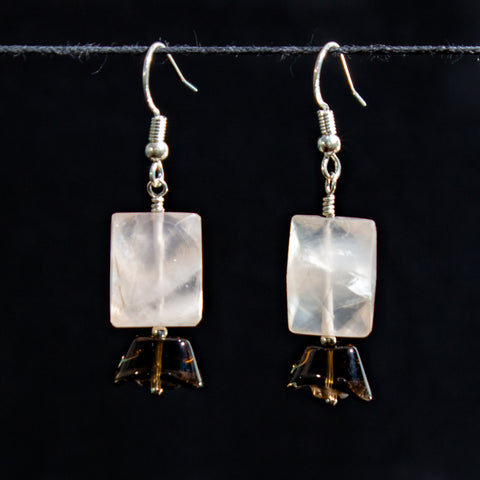 Rose & Smokey Quartz earrings