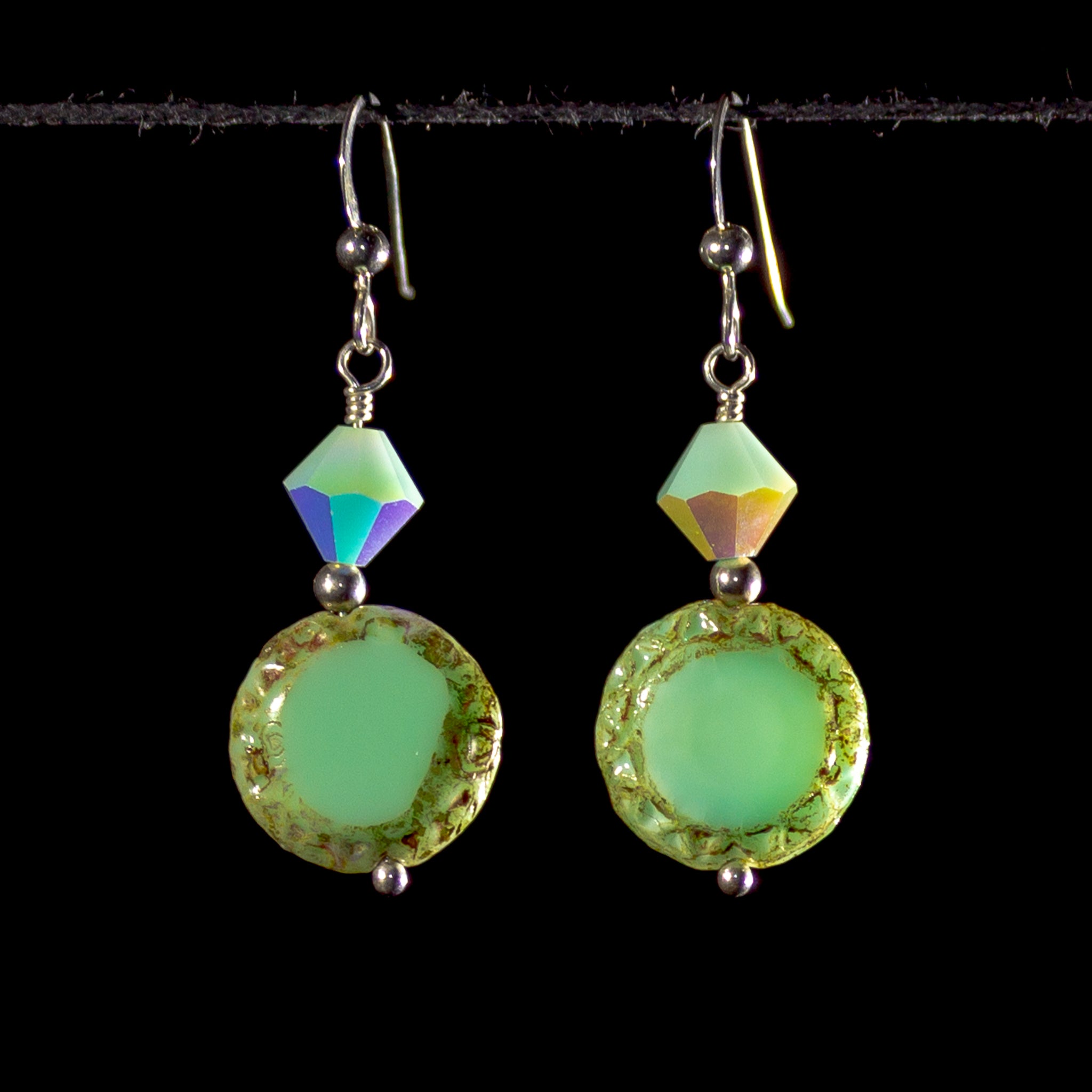 Pale green earrings