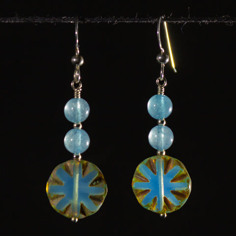 Blue rounds with coin earrings