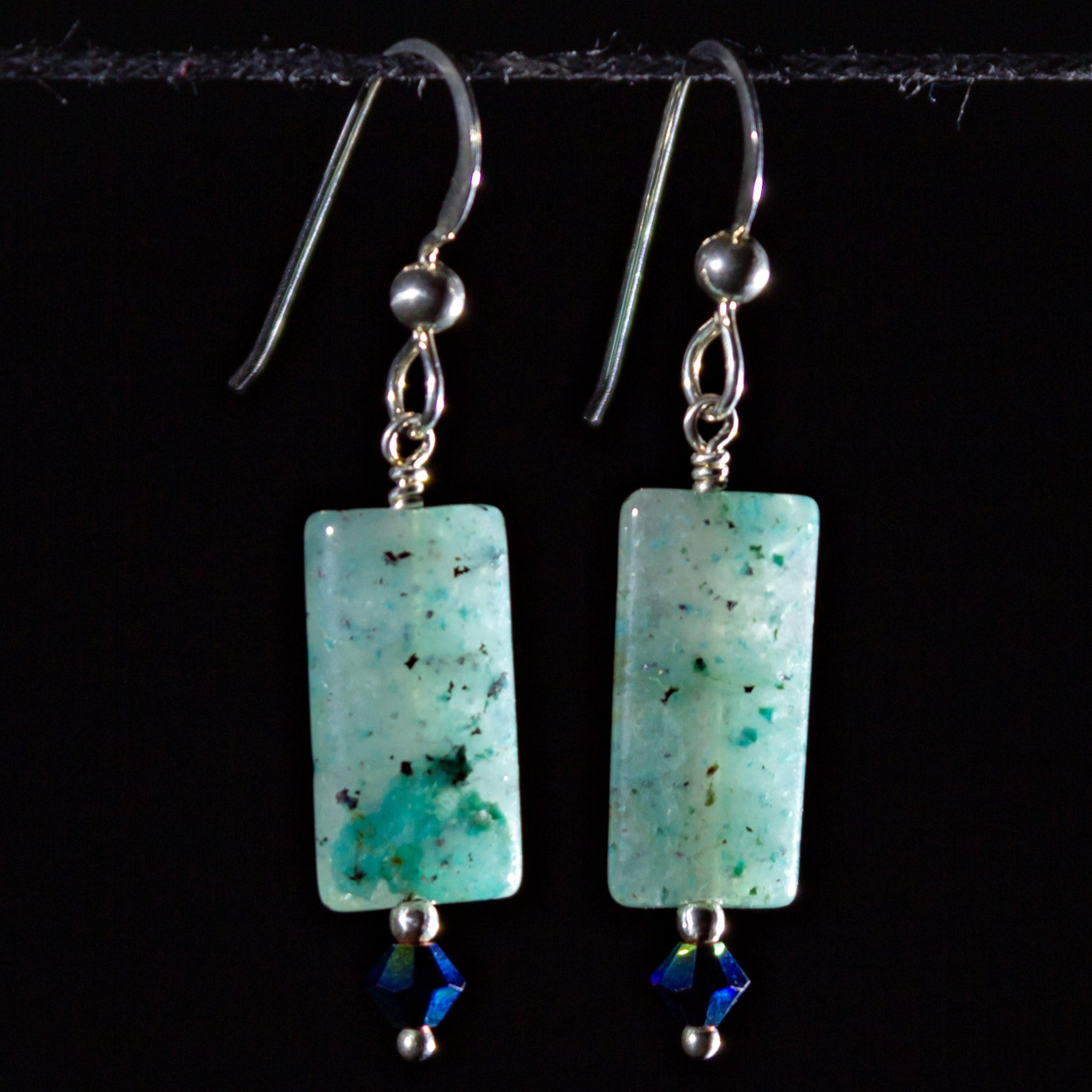 Blue stone with crystal earrings
