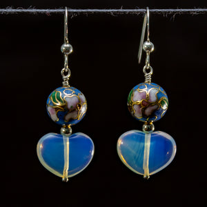 Heart & Cloisonné earrings